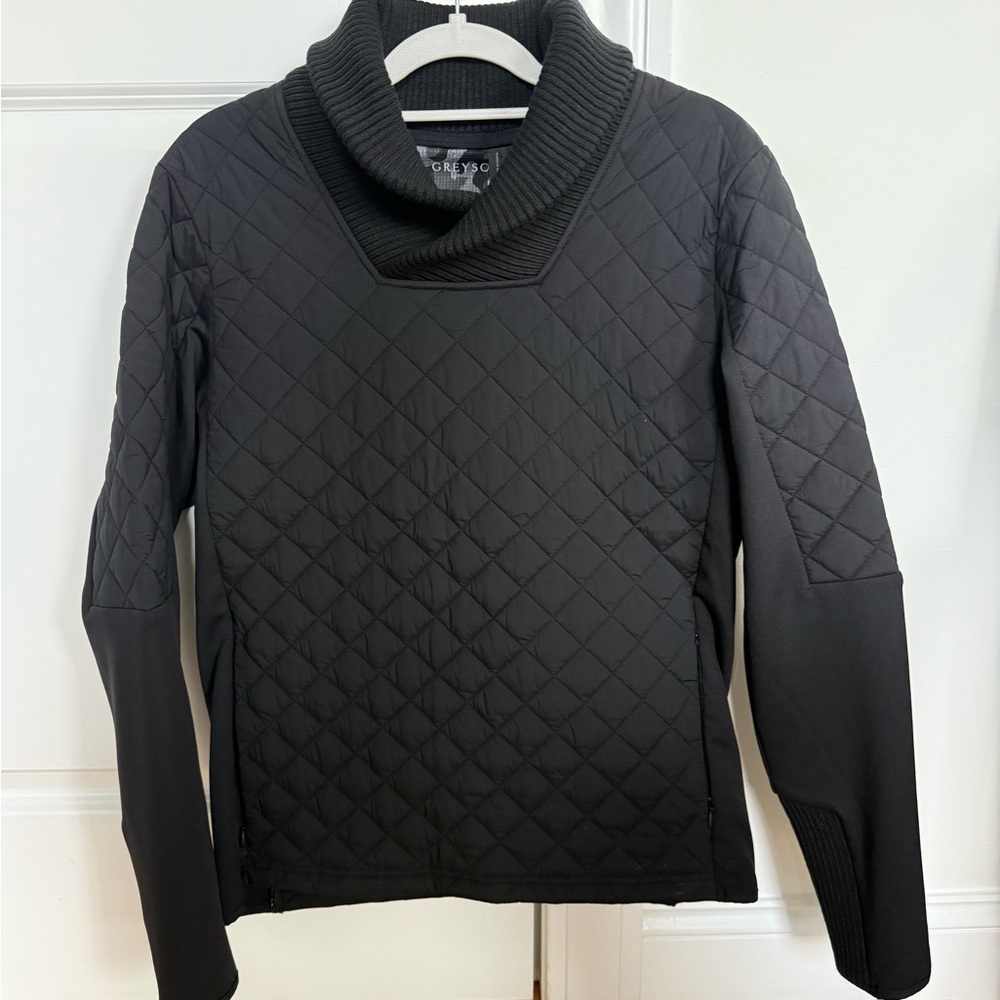 Greyson Charcoal Quilted Cowl Neck Top